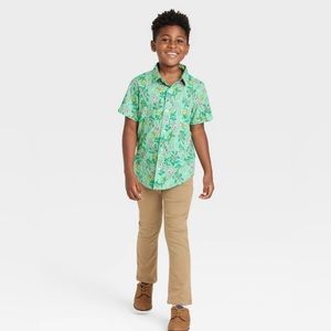 Cat and Jack - Boys Floral Button-Down Short Sleeve Woven Shirt
